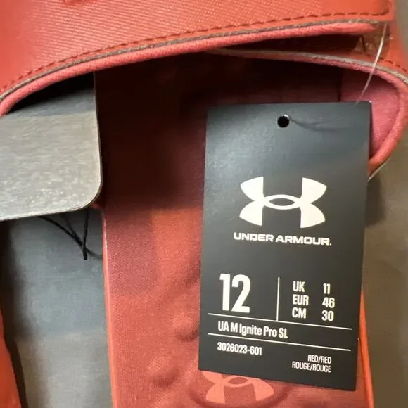 Under Armour Men’s Ignite SL Red Slides Size 12 NWT - Picture 2 of 3